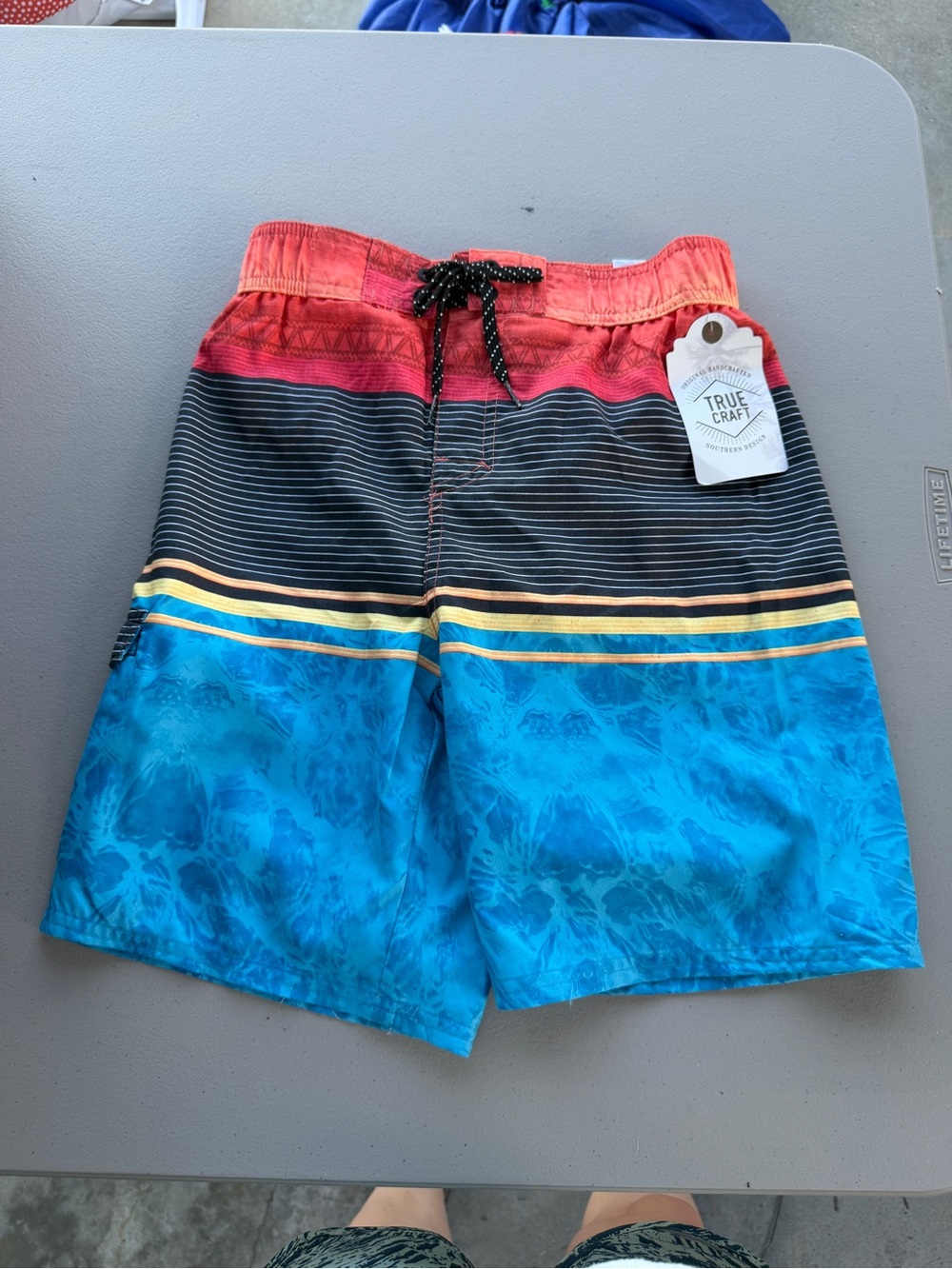 True Craft Boys' Colorblock Swim Trunks New w/ Tags- Red, Black, Blue